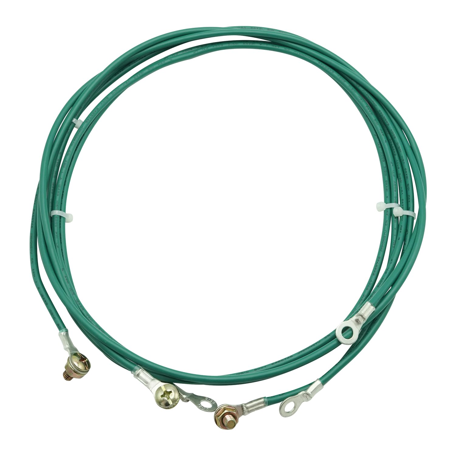 4Ft 12 AWG Ground Wire with #10 Ring Terminal Connector Lug and Bolt (Pack of 3)