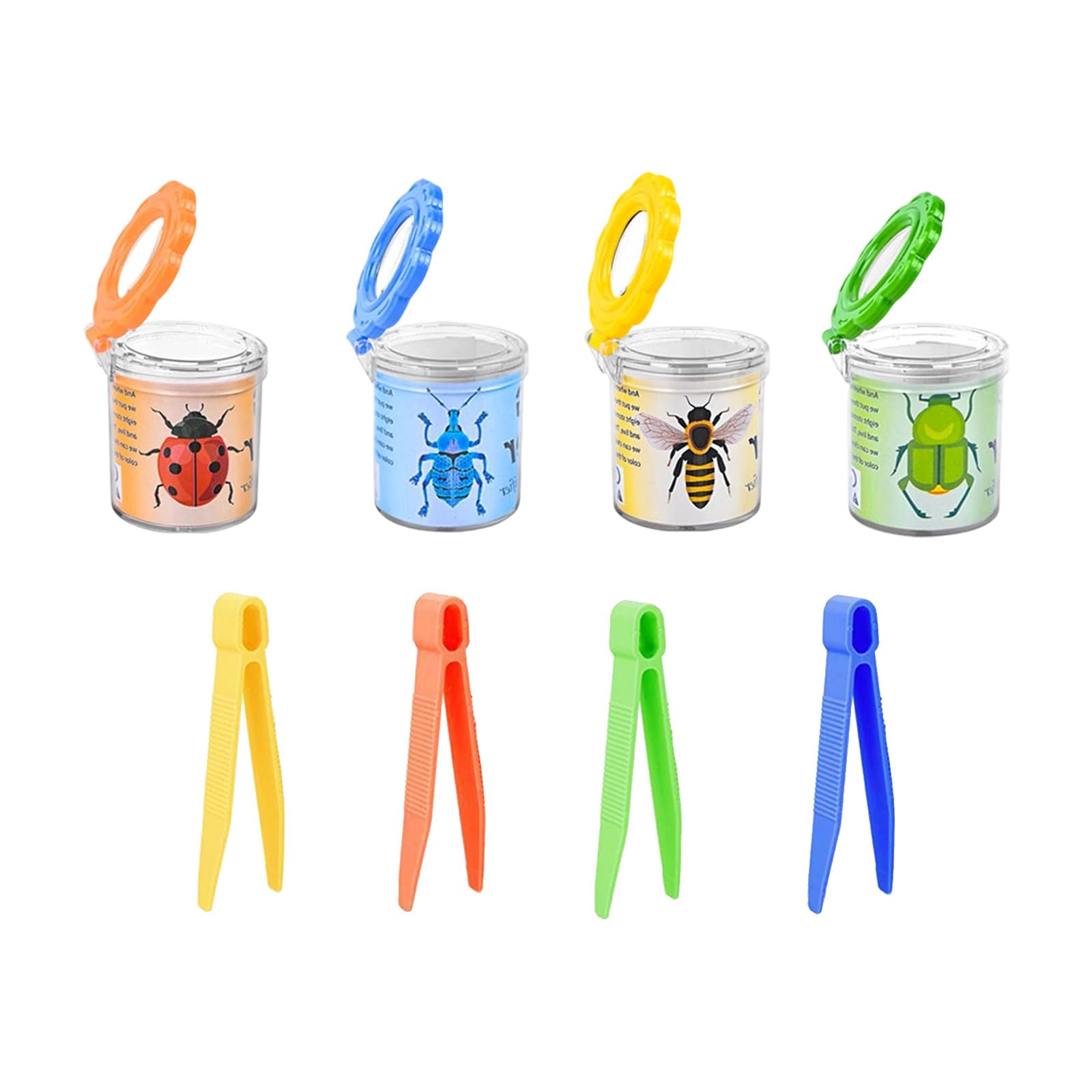 Clear Small Animal Catcher Viewer Box with Round Magnifier and Safe Tweezer Tool for Outdoor Learning Preschool Science and Nature Toy