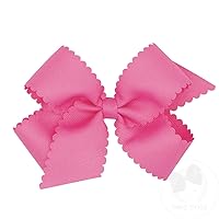 Vista 48 de Wee Ones Lazo clásico de grogrén para niñas con bordes festoneados, pinza antideslizante para el cabello, hecho a mano, blanco antiguo, mini