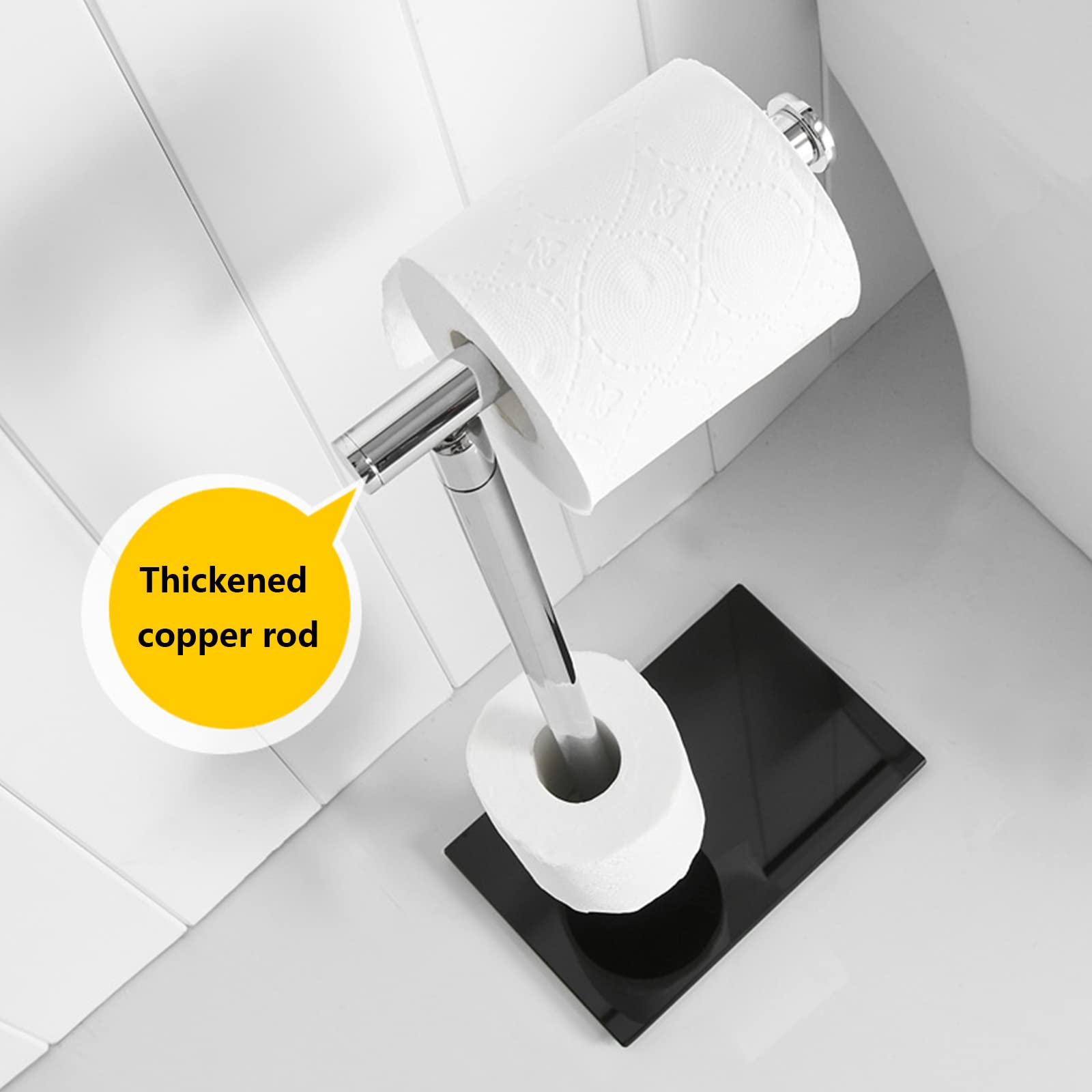 Portarotolo con Ripiano Portarotolo Portarotolo Pieghevole Portarotolo Autoportante Ottone 54Cm Ampio Bagno di Stoccaggio,White Base