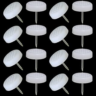 Chair Glide FMHXG 50PCS 19.5mm Nylon Nail in Furniture Glides for Wood Floors, White Plastic Table Chair Leg Protectors, Chair Feet Sliders, Furniture Feet Nail, Tack Glides
