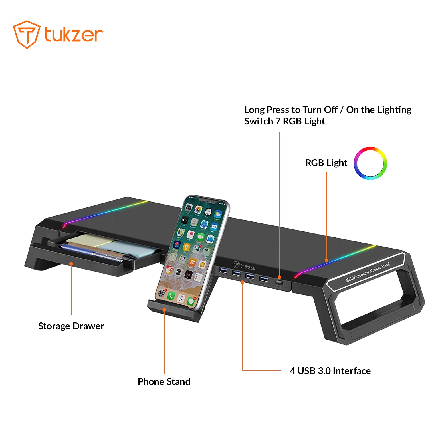 Tukzer Monitor Stand Riser for Up to 27Inch Computer Screens, iMac