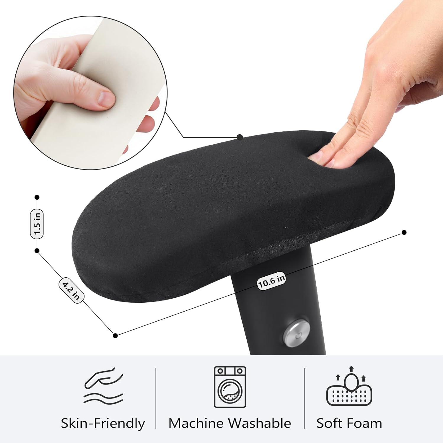 Virelis Office Chair Arm Covers with Soft Sponge Padding & Armrest Organizer, Removable & Washable Arm Rest Cover with Chair Pockets – Comfortable, Durable Covers for Office and Desk Chairs