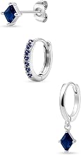 Hoop Earrings Set for Women Gift,3pcs Dainty Silver Charm Crystal Hypoallergenic Cartilage Earrings,Trendy Earring Stacks for Multiple Piercing Jewellery