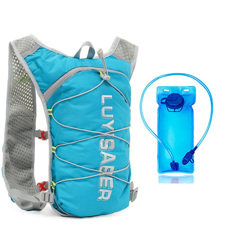 CHENXIAOHONG Mochila unissex leve e compacta para atividades ao ar livre, corrida, ciclismo e viagem, impermeável e prática(Ciano + Bolsa de Água)