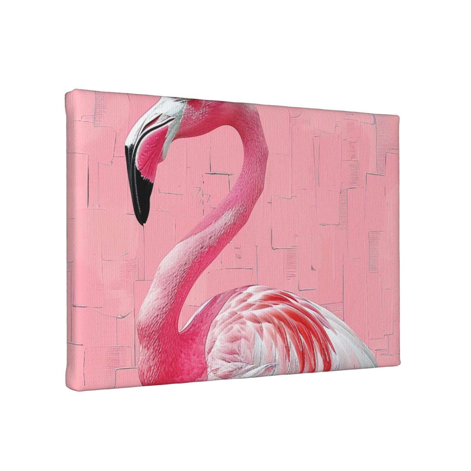 YKLJG Flamingo 1 Printed Wall Art Canvas Painting 30x20 CM Wooden Framed Picture Painting Artwork Prints for Bedroom Kitchen Home Office Decor