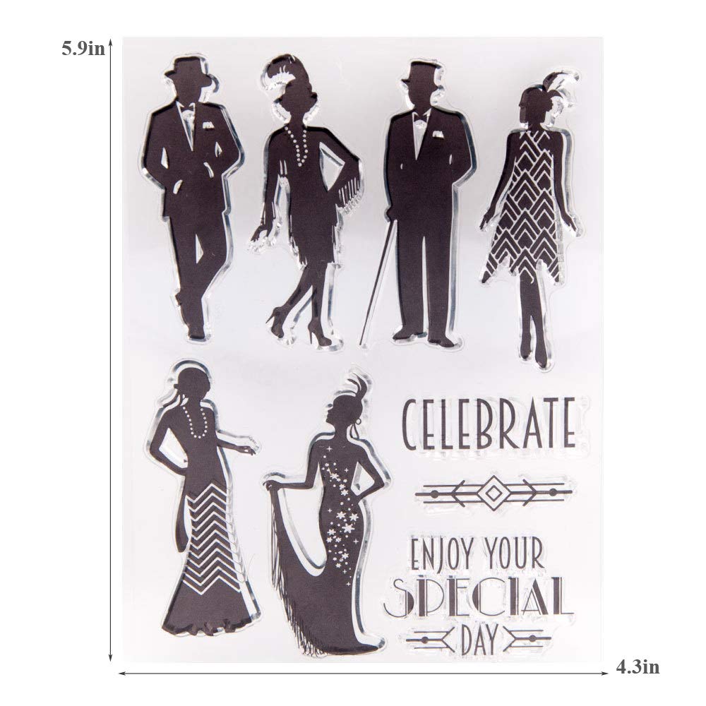 Amazon.com: LZBRDY Gentlemen Lay in Dress at Party Clear Stamp and Dies Set  Celebrate Enjoy Words Silicone Stamps and Dies : Arts, Crafts & Sewing