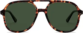 Retro Polarized Aviator Sunglasses Womens Men Vintage Double Bridge Square Sun Glasses AP3606
