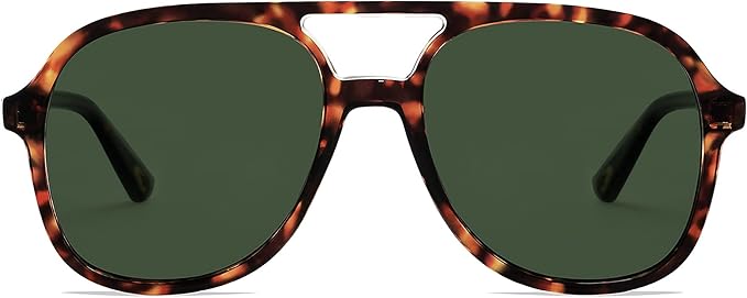 Retro Polarized Aviator Sunglasses Womens Men Vintage Double Bridge Square Sun Glasses AP3606