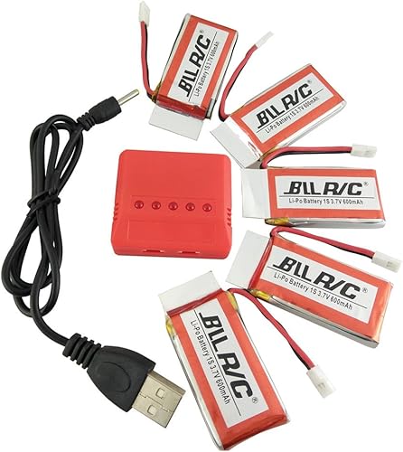 sea jump 3.7v 600mah 25c Lipo batería 5PCS con X5 cargador para UDI U45 Syma X5 X5c X5C-1 X5SW X5SC X5SC-1 SS40 FQ36 T32 T5W H42 Cx-30W Cx-31