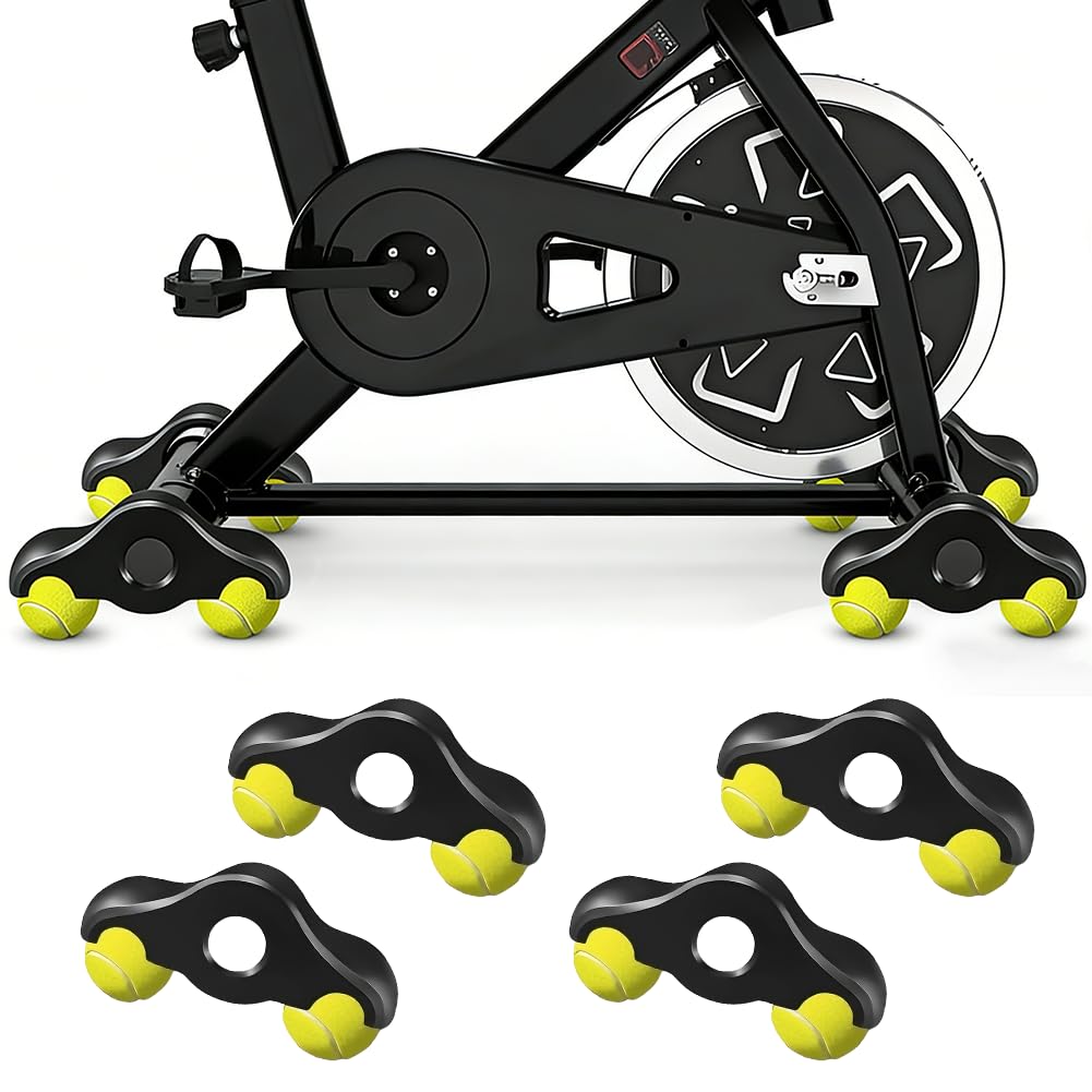 Qnbonrich Rocker Plate Feet for Roller Trainer, 4 Pieces Rocker Plate Adapters with 8 Tennis Balls, Compatible with Wahoo Kickr Core Indoor Bicycle Trainer, Portable Cycling Snap Rocker Feet