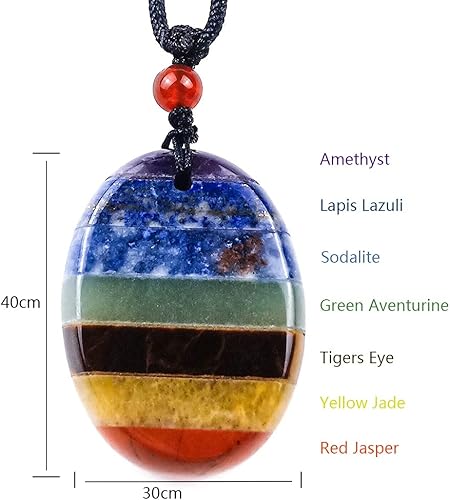 Miniatura 2 de Collar de 7 piedras de chakras, collar de cristal con colgante de piedras preciosas para terapia de equilibrio de chakras, colección de piedras