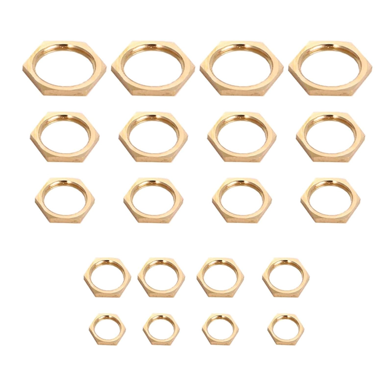 Tsophreniq Assorted Size Brass Hexagon Nut 20Pcs 3/4 3/8 1/4 1/8 Inch Sturdy Fasteners for Plumbing Repairs Systems Water Heater Nut