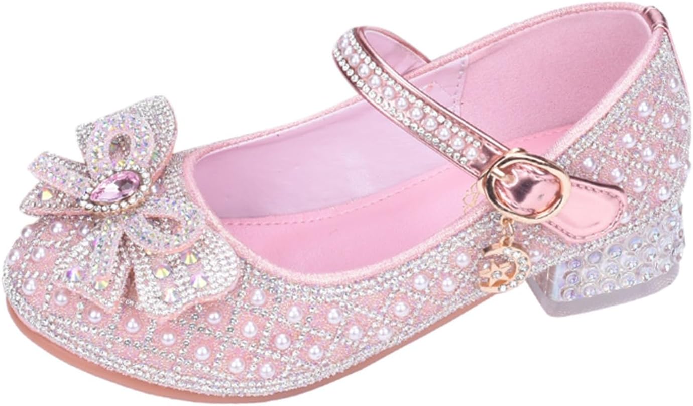 IWIHMIV Toddler Girl Mary Jane Shoes Little Girl Low Heels Dress Up Princess School Shoes for Wedding Party