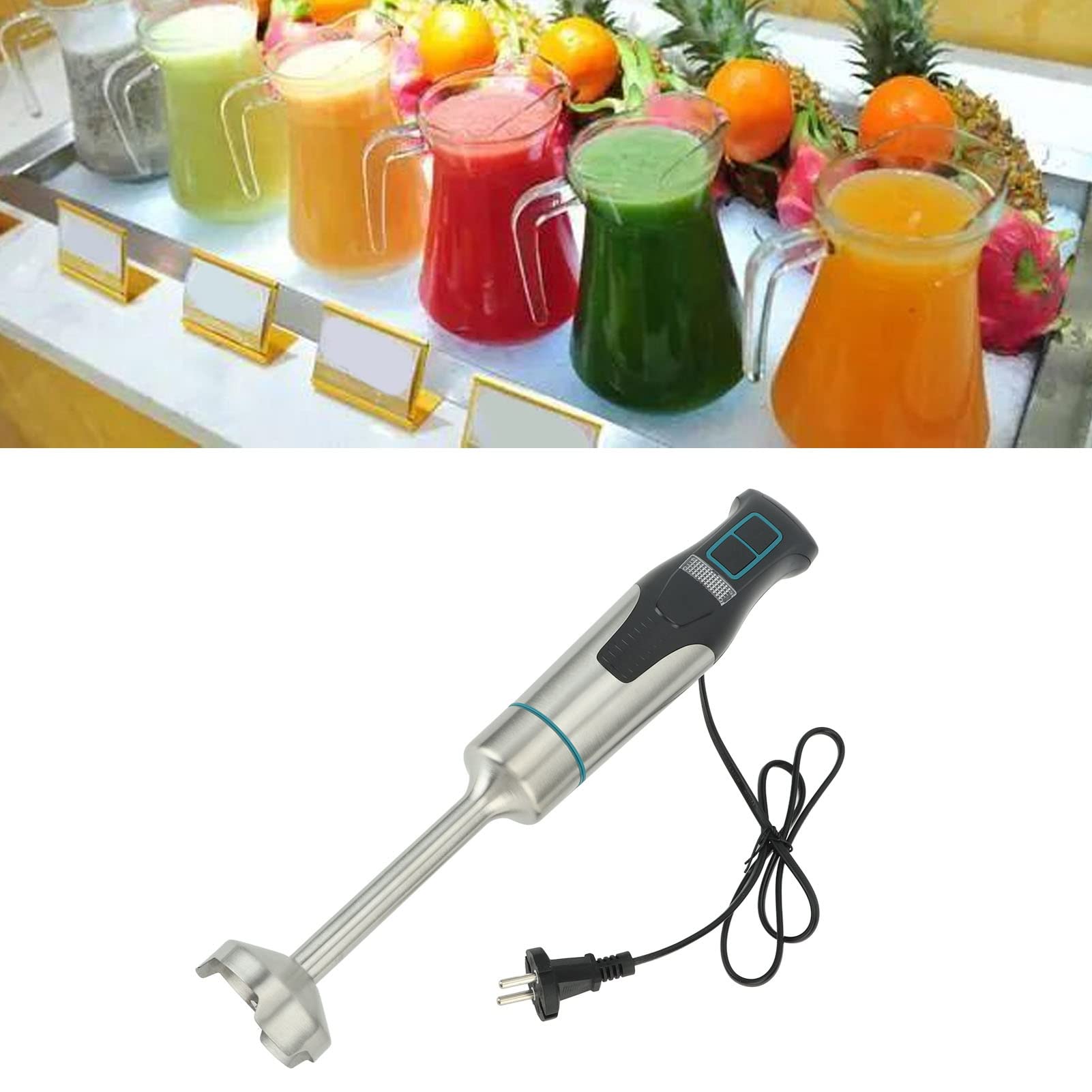 Frullatore a Immersione in Acciaio Inossidabile da 800 W Per Frutta, Alimenti Per Bambini, Zuppe Spina Europea