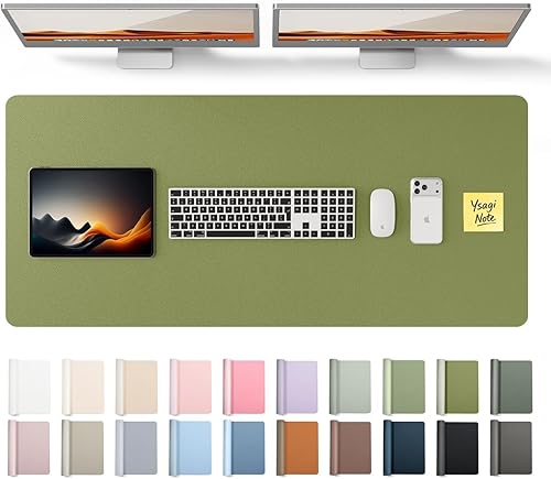 Miniatura 50 de YSAGi Protector de escritorio de piel, alfombrilla de oficina, alfombrilla grande para ratón, alfombrilla antideslizante de piel sintética, Azul