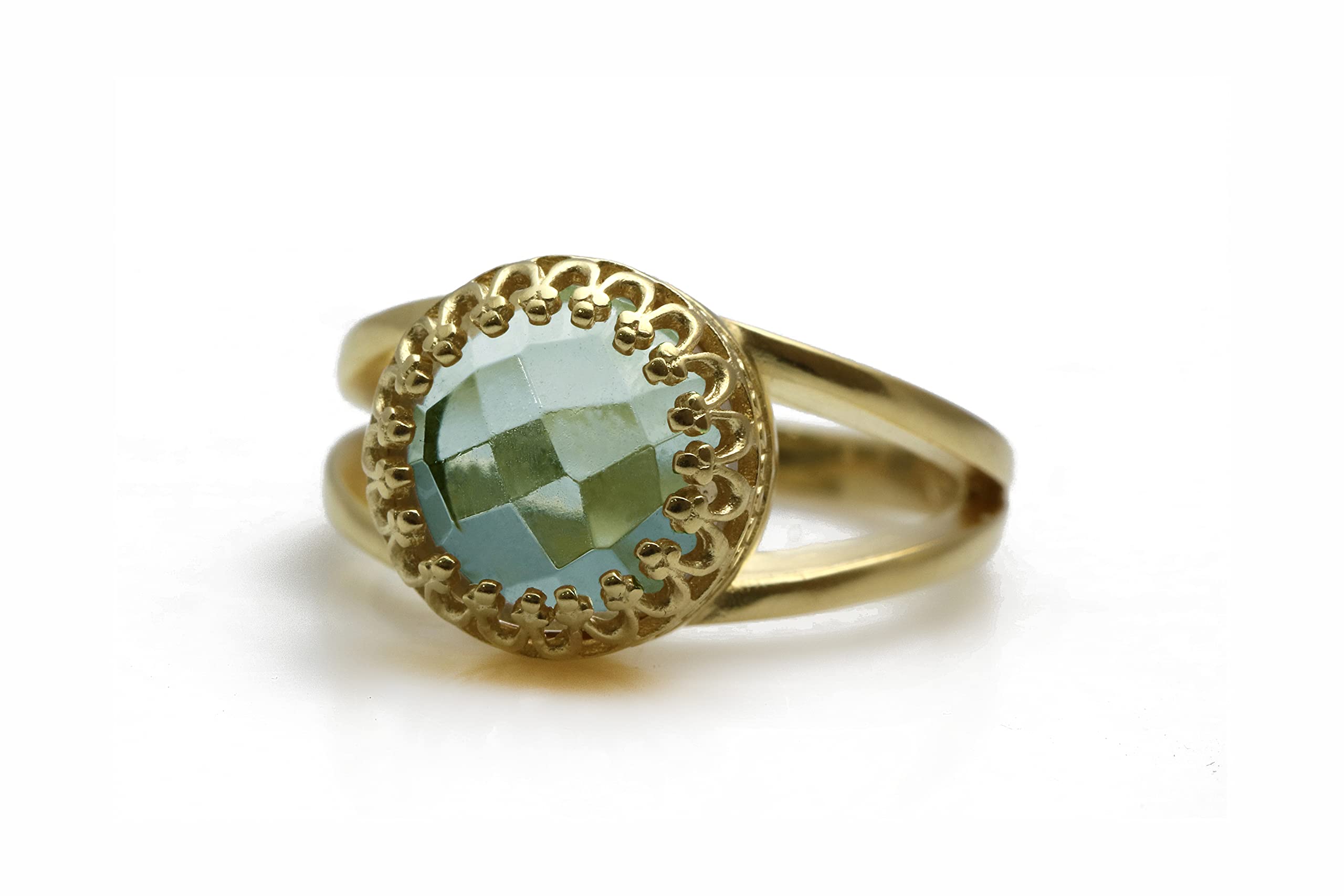 Personalizzati Naturale Pietra di Nascita Topazio Blu Anello di 14k Oro Riempito - Elegante Artigianato Unico Donna Gemme Anelli - Gioielli per Donne - Scegliere Dimensione Anello - con Scatola Regalo