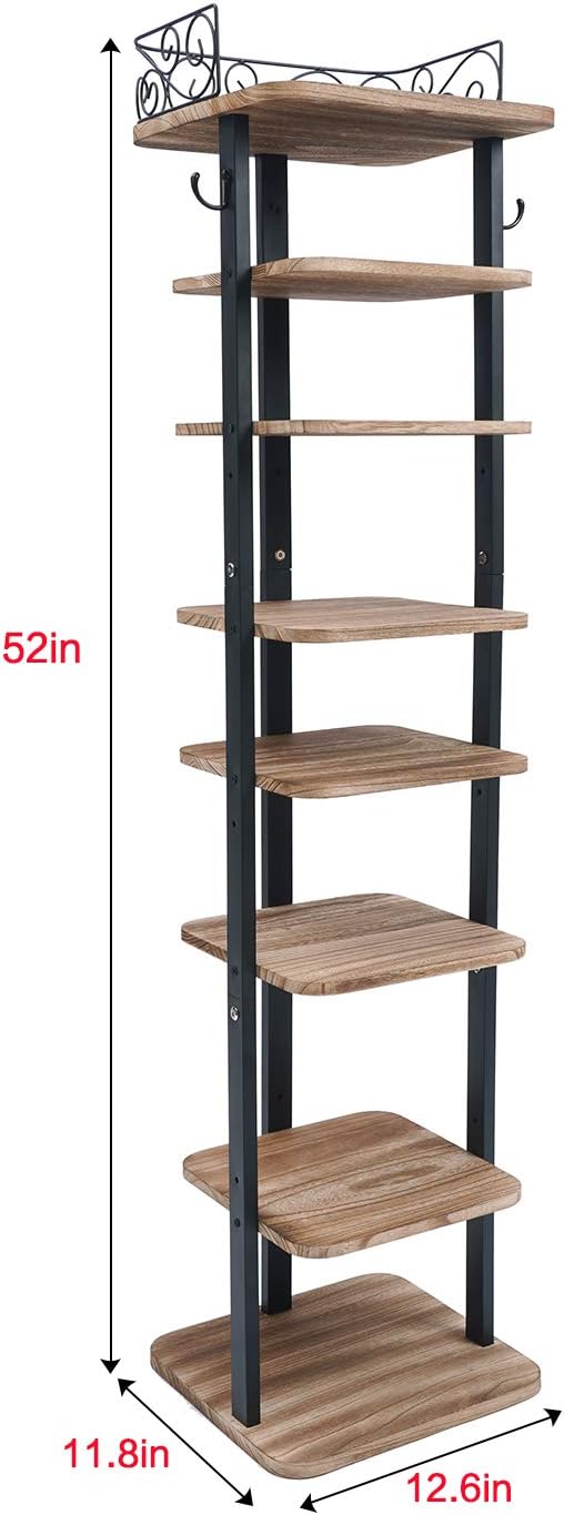 Gеt Dіѕсоunt 70% Prісе X-cosrack 8 Tier Shoe Rack Plant Stand Vertical Shoe Storage Organizer with Hooks 8 Pairs Rustic Wood Metal Shoe Stand Shelf Vertical Shoe Tower Adjustable Tier for Entryway Hall-Upgrade Light Brown