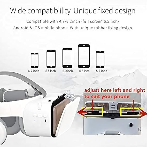 BOBOVR 3D Virtual Reality VR Headset with Wireless Remote Bluetooth, VR Glasses for Movies & Video Games IMAX, Compatible for iPhone Android Samsung 4.7-6.2 Smartphone (White)