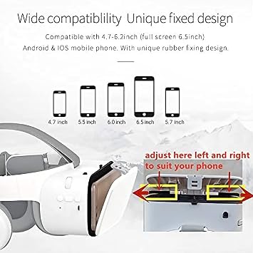 BOBOVR 3D Virtual Reality VR Headset with Wireless Remote Bluetooth, VR Glasses for Movies & Video Games IMAX, Compatible for iPhone Android Samsung 4.7-6.2 Smartphone (White)