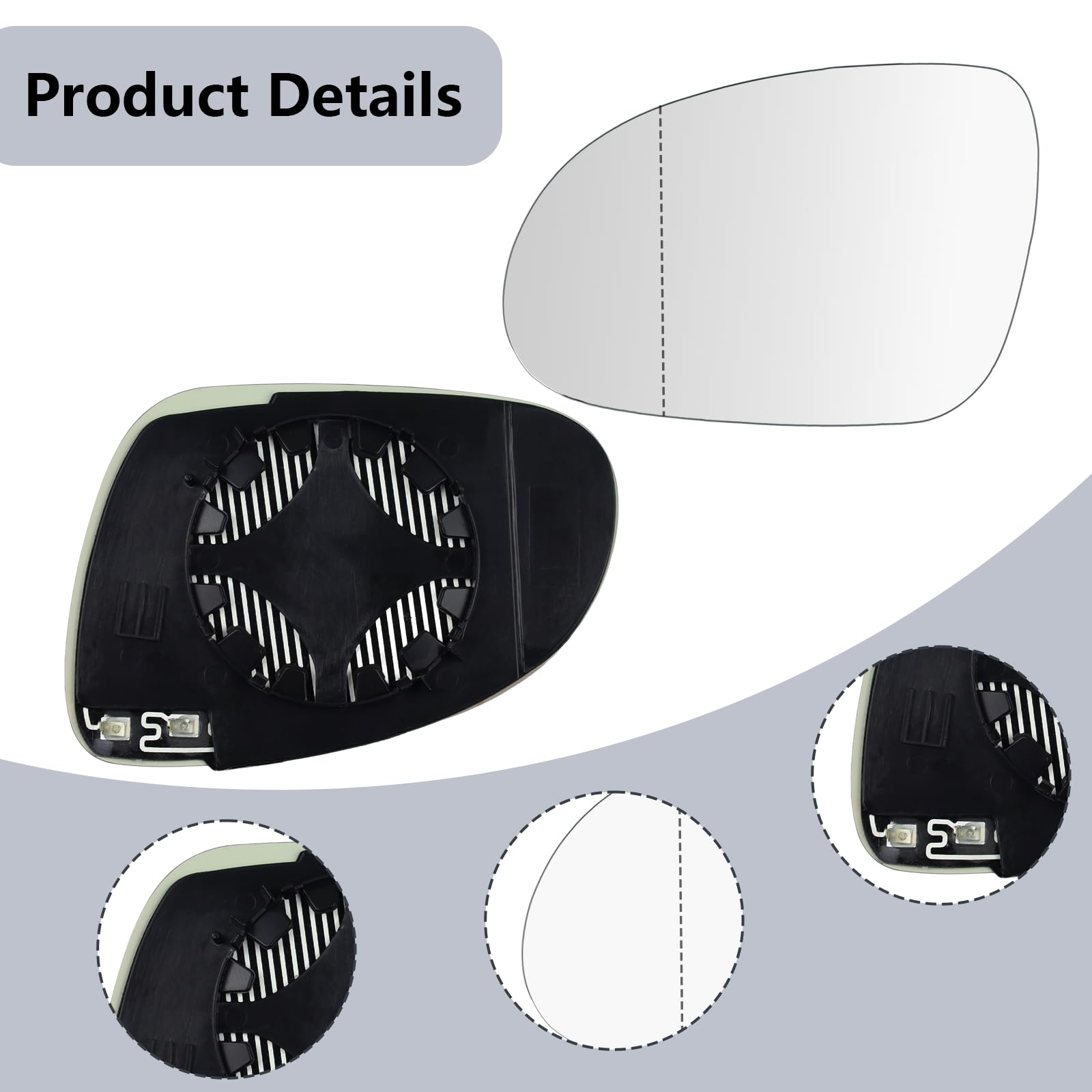 Zapasowe Suysion Wkład Lusterka Lewego Podgrzewany kompatybilny z VW Golf 5 MK5 2003–2008, Jetta 5 2005–2010, Passat B6 2007–2011 – Asferyczne Szkło Lusterka Bocznego Kierowcy z Płytą Montażową