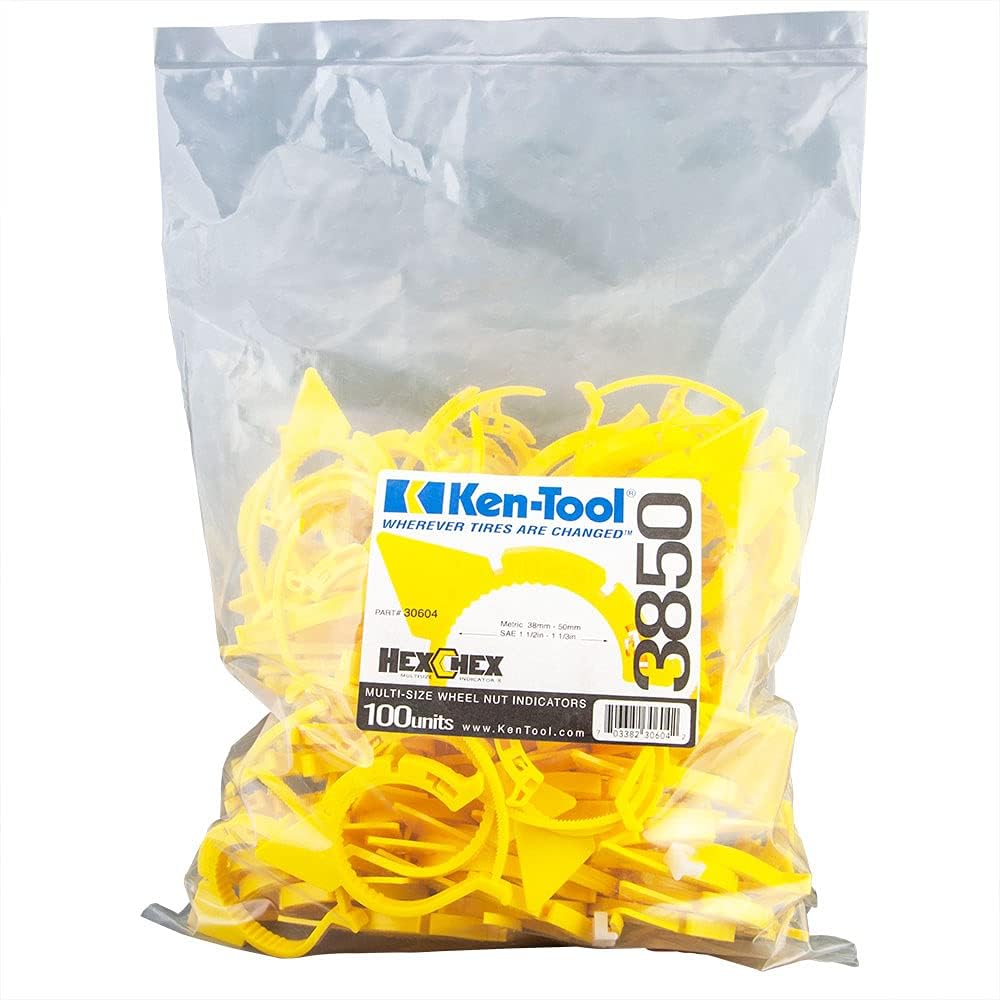 Ken-Tool HexChex Multi-Size Wheel Loose Nut Indicator, 38-50 mm (stnd pk Bag of 100), One Size (30604)