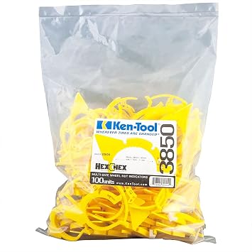 Ken-Tool HexChex Multi-Size Wheel Loose Nut Indicator, 38-50 mm (stnd pk Bag of 100), One Size (30604)