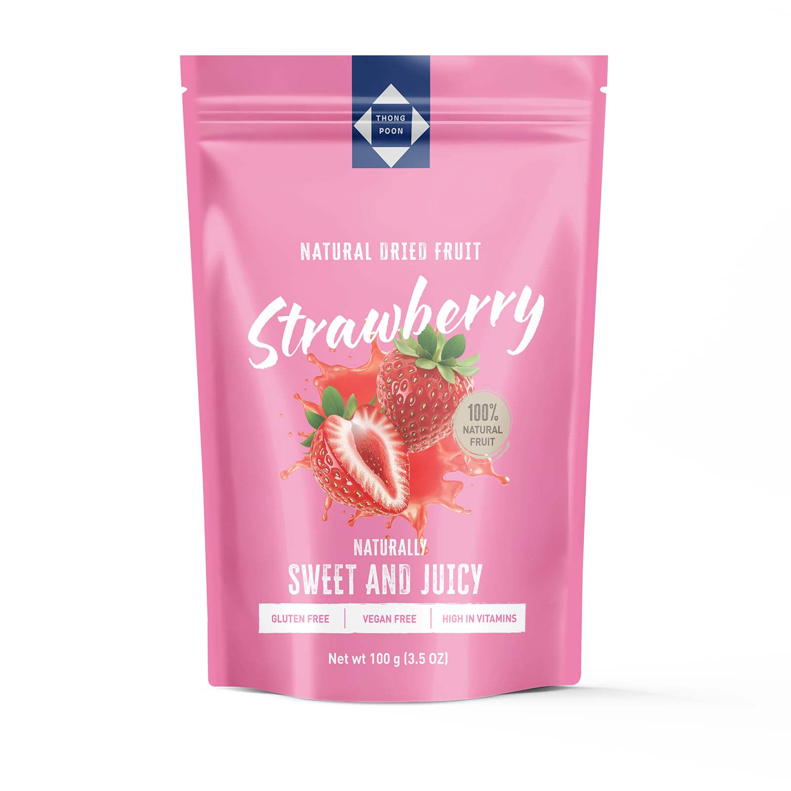 Natural Dried Strawberry – Premium Quality, Soft & Chewy, Naturally Sweet & Sour, Gluten-Free, Vegan, Healthy Snack Option, High in Vitamins, 3.5OZ (