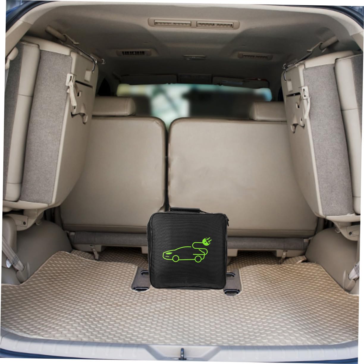 Tofficu Bolsa Organizadora Portátil para Cables de Carga Coche Eléctrico, Resistente E, Tamaño Compacto Cuadrado, 2 Unidades, Adecuado para Maletero y Viaje, Color Negro