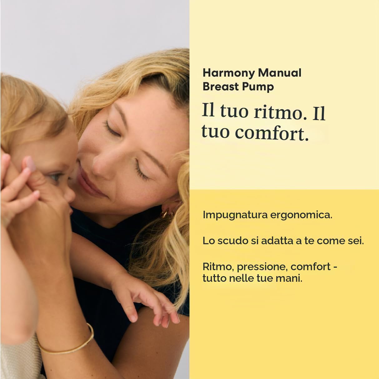 Tiralatte manuale Medela Harmony, tiralatte a mano singola con scudi flessibili per un maggiore comfort ed esprimere più latte