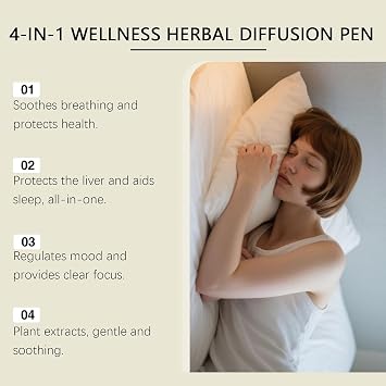 4Pcs/Box Herbal Diffuser Pen, Aromatherapy Inhaler Stick, Dual-Action Herbal Purifier Pens, Portable Vaporless Fum Inhaler for Cleanse,Breathing Aid & Oral Freshening, All-Natural Botanicals (3Box)