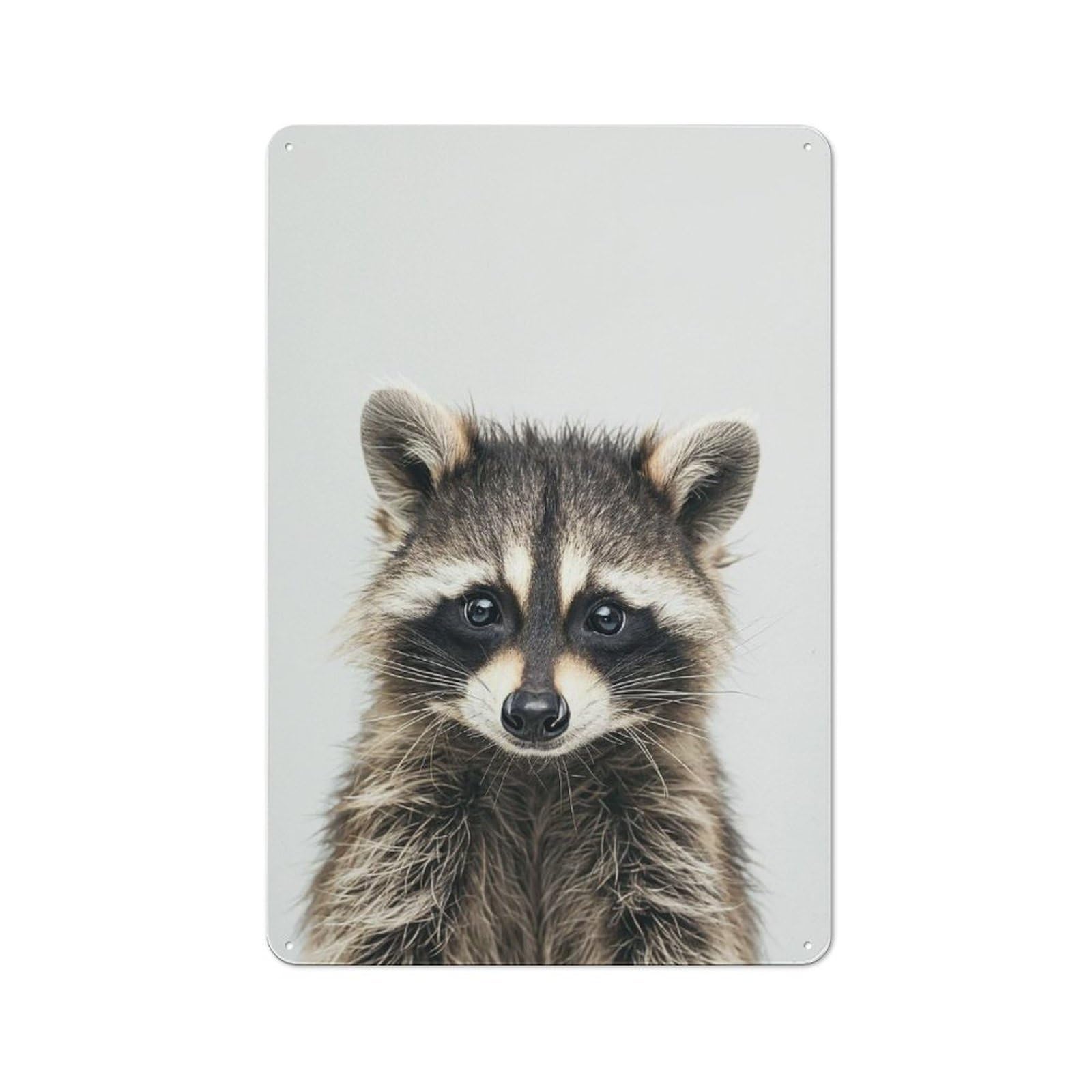 Junmoney Style-24 Workshop Style Garage Metal Sign 30X20cm Featuring Cute Baby Raccoon, Industrial Wall Art For Garage, Hobby Room, Office Or Man Cave