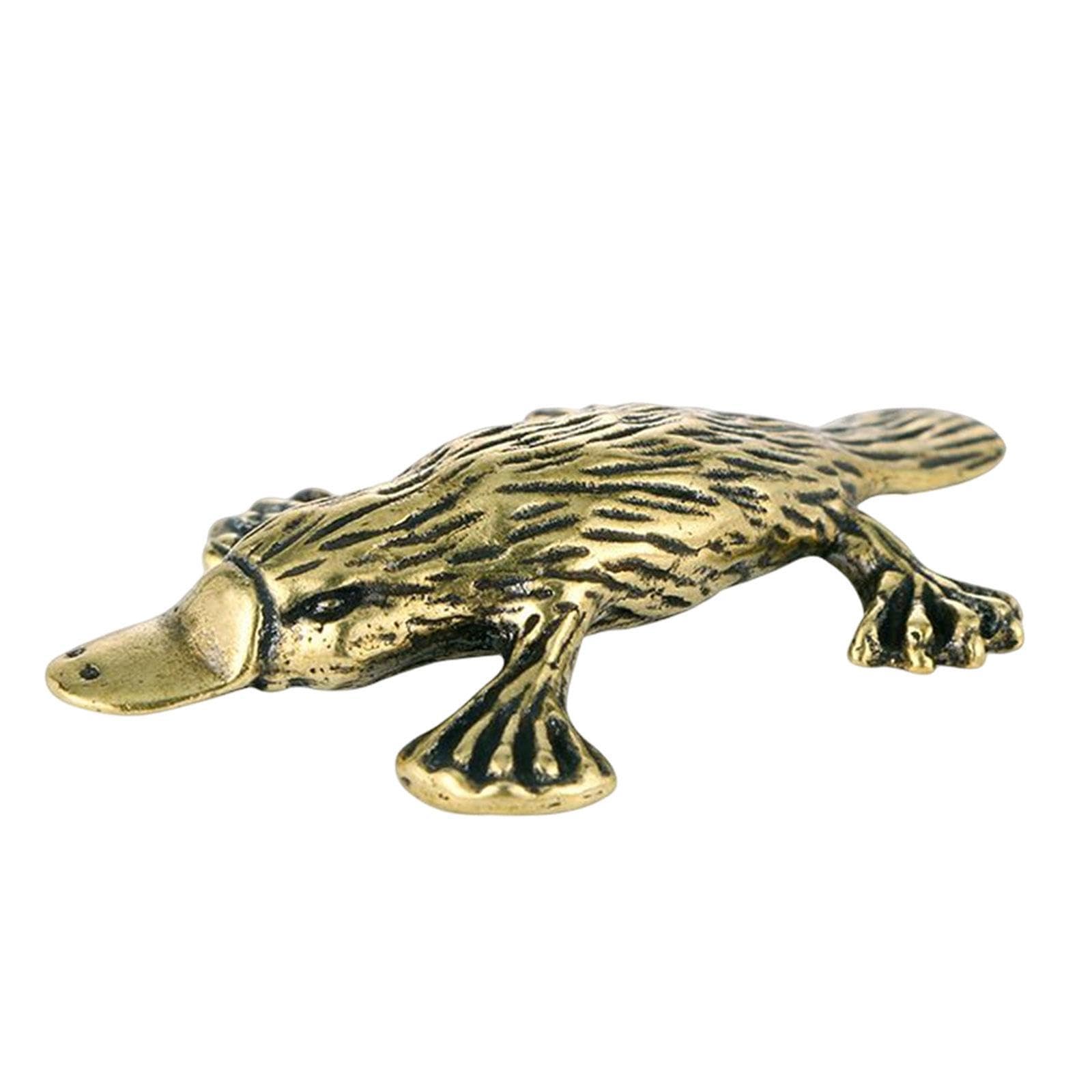 ALCXAZS Mini Platypus Figurine Detailed Brass Craft Elegant Duckbill Ornament Classic Decor For Home Spaces Miniature Platypus Figurine Brass Sculpture Craft