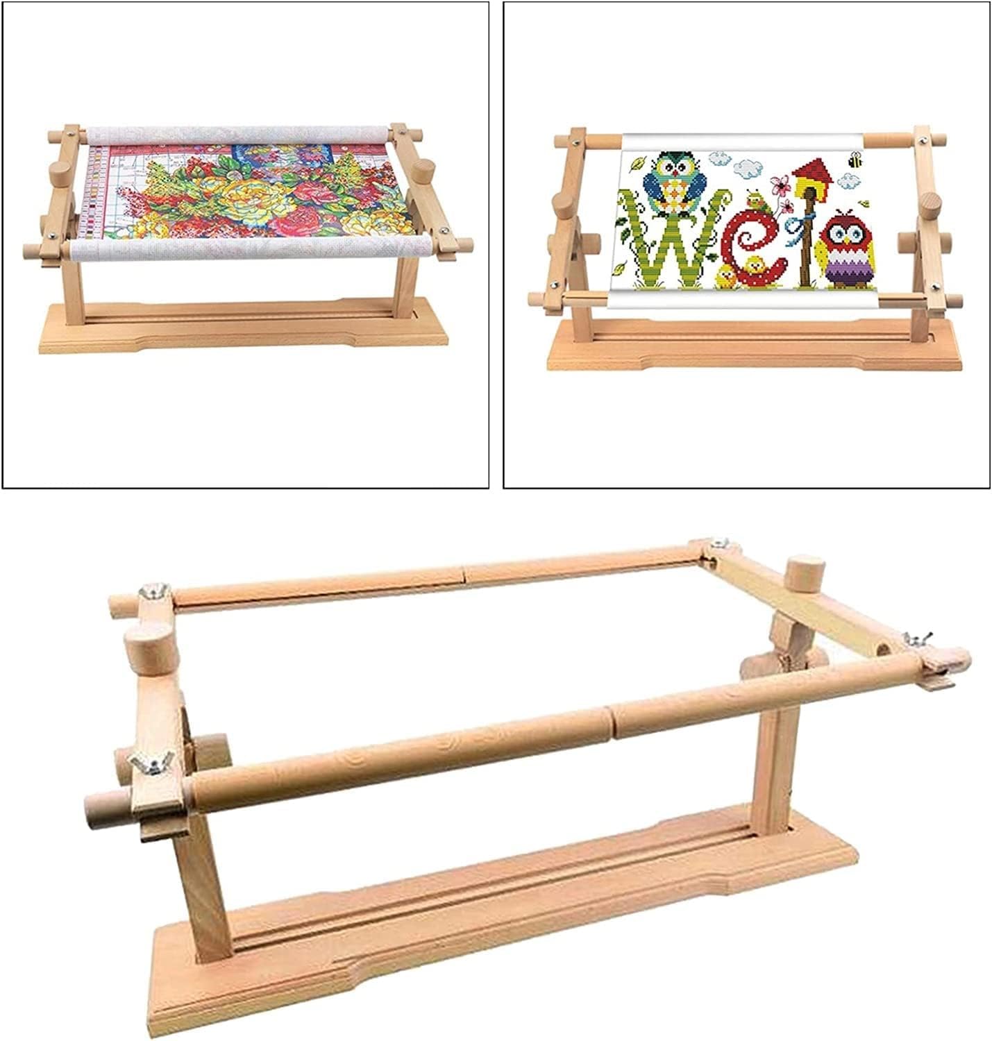 Soporte de Bordado de Madera Ajustable - Kit Giratorio de Escritorio Con Bastidor de Regazo y Aro Manos Libres