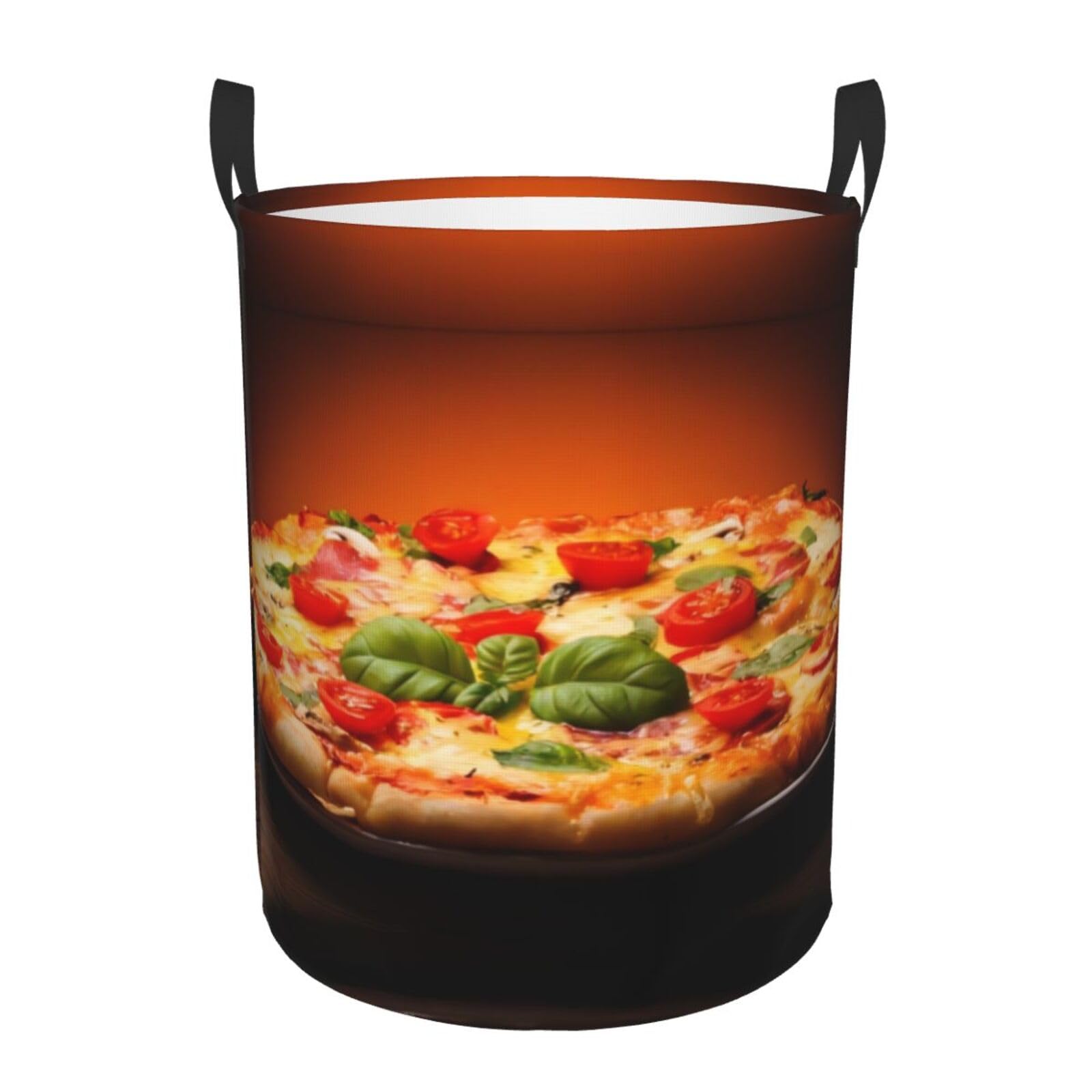 M Circular Hamper – Collapsible Large Pizza Print Laundry Basket