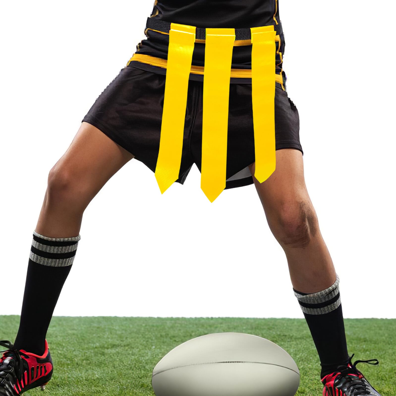 GALPADA 2 Cinturones de Flag Football Ajustables para Adultos y Jóvenes Set con Banderines Amarillos y Rojos de Nailon y PVC Kit Deportivo Portátil con Bolsa de Almacenamiento para