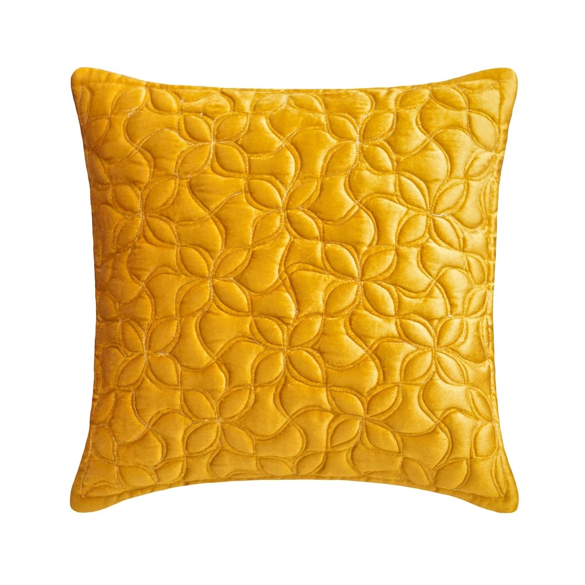 The HomeCentric Golden Yellow Pack of 2, 55x55 cm (22"x22") (22"x22") Cushion Covers, Velvet Pattern & Quilted Cushion Covers, Nature & Floral Pattern Contemporary Style - Honey Bloom