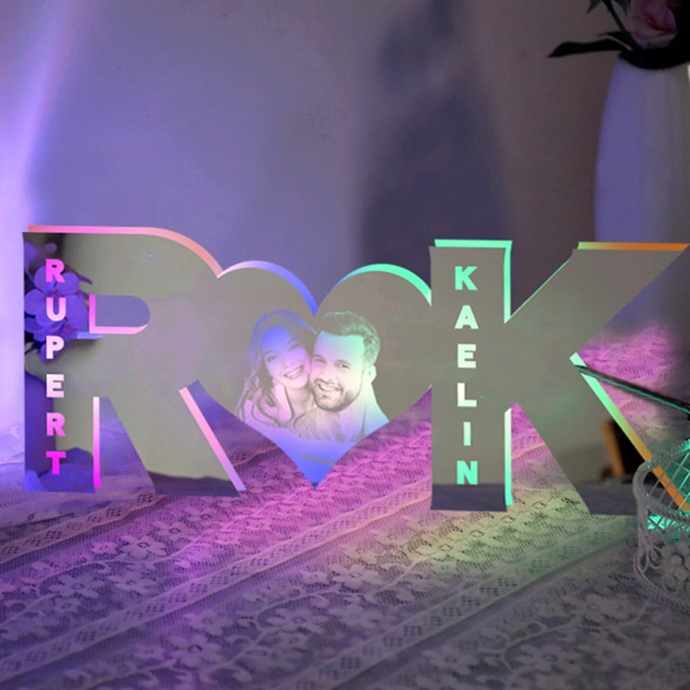 Personalized Letter Heart Mirror LED Lights Custom Alphabet Mirror Night Light Letter Mirror Wall Decoration Valentine'S Day Engaged Gifts for Newlyweds, Anniversary Wedding Gifts for Couple