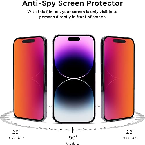 Miniatura 2 de JIEYKJO Protector de pantalla de privacidad para iPhone 15  iPhone 14 Pro - Protector de privacidad para la pantalla del teléfono celular con luz