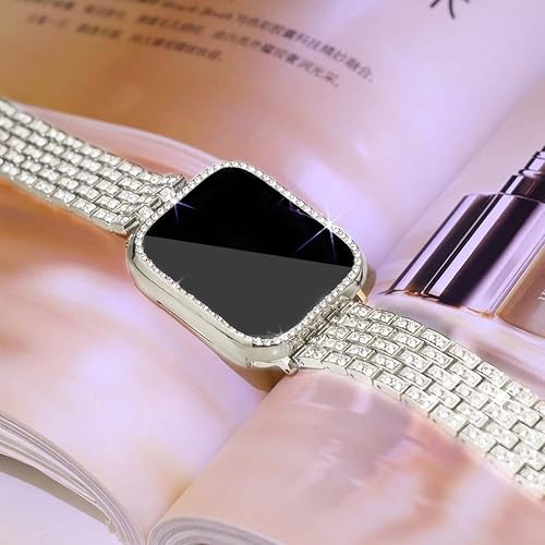 Miniatura 4 de Supoix - Correas para Apple Watch de 1.49, 1.57, 1.61, 1.65, 1.73, 1.77, 1.93 pulg. y funda, para mujer, con diamantes de imitación, de metal, 2