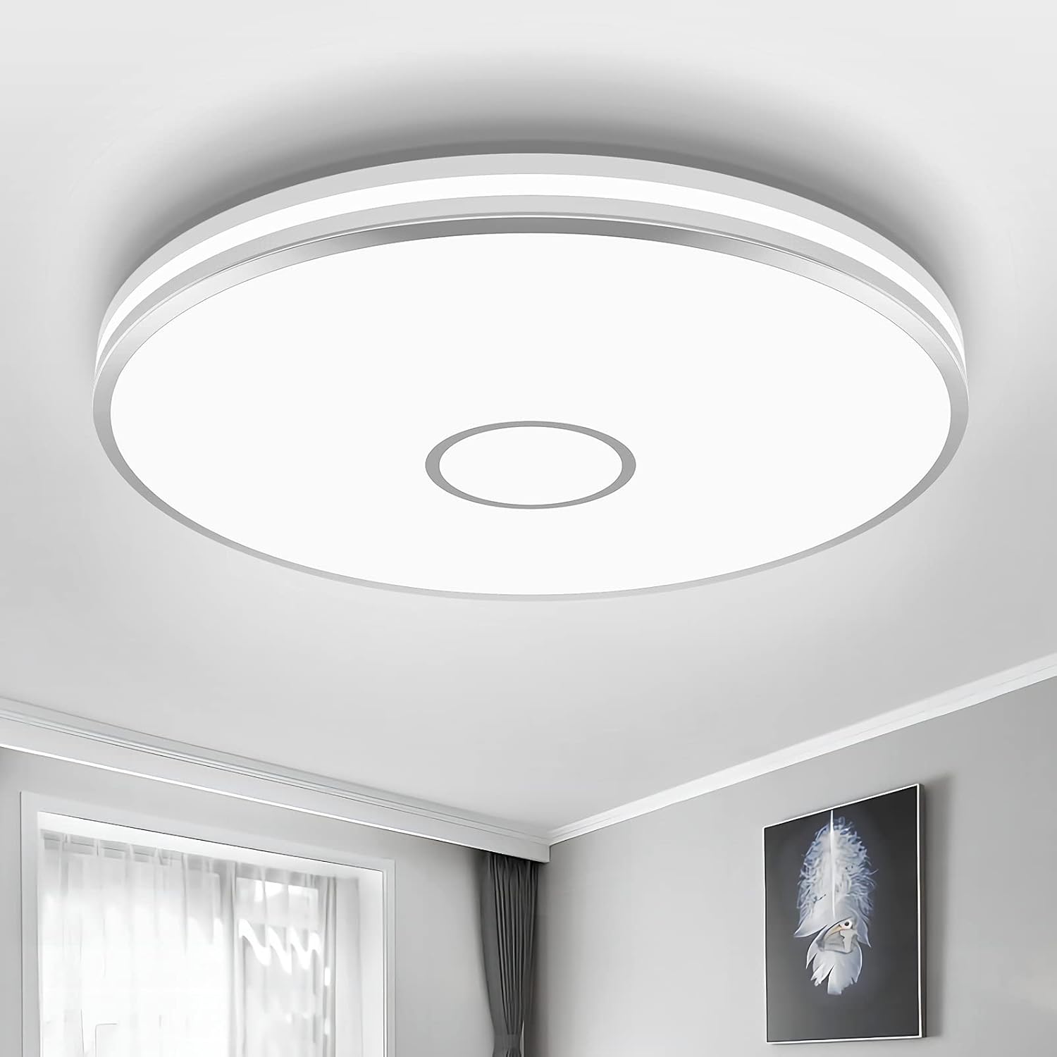 Airand 15 Inch 40W LED Flush Mount Ceiling Light Fixture, 3800LM Bathroom Ceiling Light Fixture, Daylight White 5000K, Waterproof Round Ceiling Light for Kitchen, Dining Room, Bedroom, Living Room