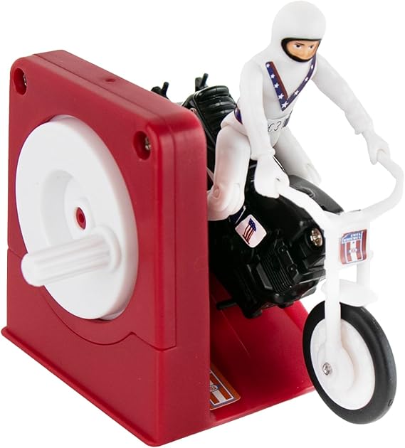 World's Smallest Evel Knievel Miniature Classic Wind Up Toy | Features Rider, Stunt Cycle, and Energizer Launcher | Action Figure | for Ages 8 and up