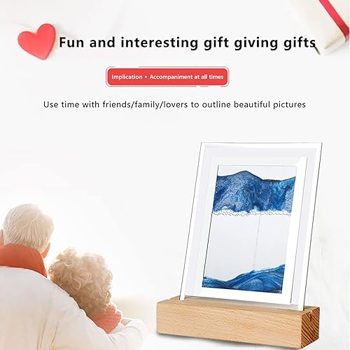 Miniatura 6 de WLWMCFXPWH Lámpara de mesa de pintura de arena movediza 2 en 1 lámpara de mesa de fuente de luz LED  base de madera maciza pintura de arena movediza