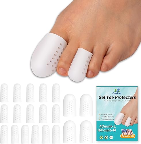 Miniatura 1 de Gorras de gel para dedos (4 piezas grandes + 16 piezas medianas), protectores de dedos transpirables de silicona con extracto de aloe vera, para