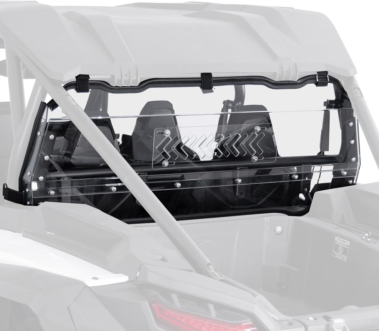 KEMIMOTO Sliding Vented Clear Rear Windshield Compatible with 2024+ Polaris RZR XP 1000 / RZR XP4 1000, Anti-UV Double-Sided Hard Coated Rear Window, Speaker and 4-Point Harness Friendly Back Window