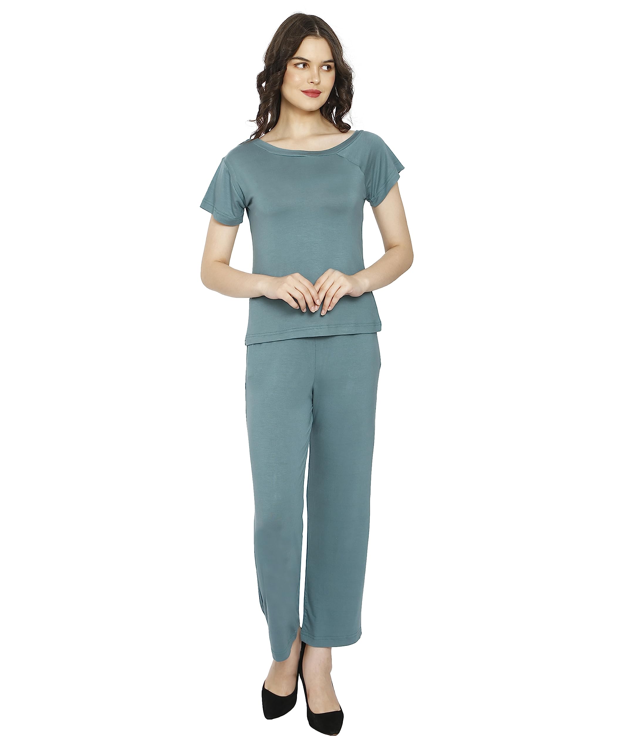 kiawah Women's Cotton Strechable Co-ord Set/T-Shirt and Pants Set/Western Co ord Set/-picture-26