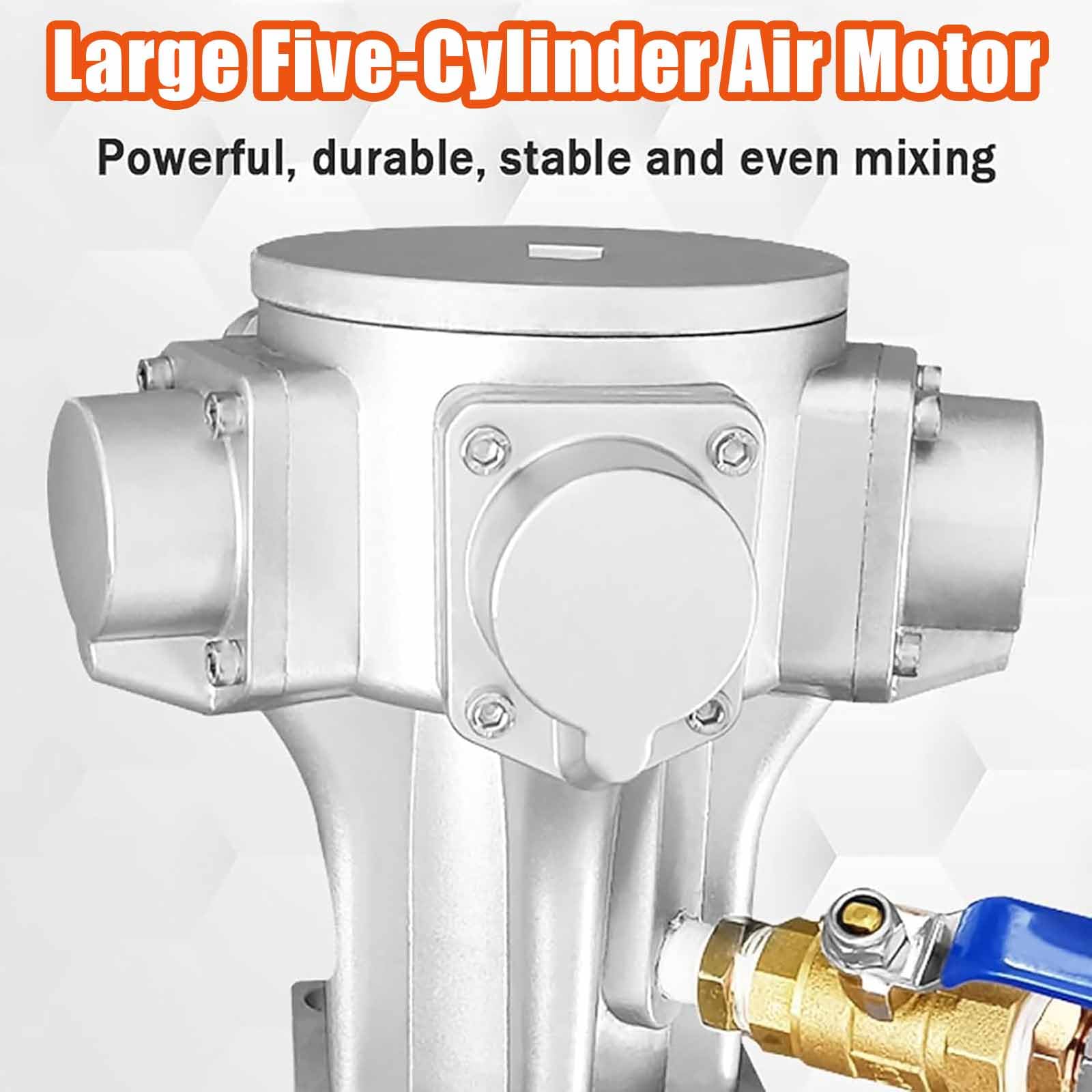 Agitadores Neumáticos para IBC, Mezcladores De Tanque con Motor Neumático De 5 Cilindros Y Hélice Plegable, 0-1300 RPM, Capacidad De Agitación De 1000 Kg, Diámetro del Impulsor De 250 Mm