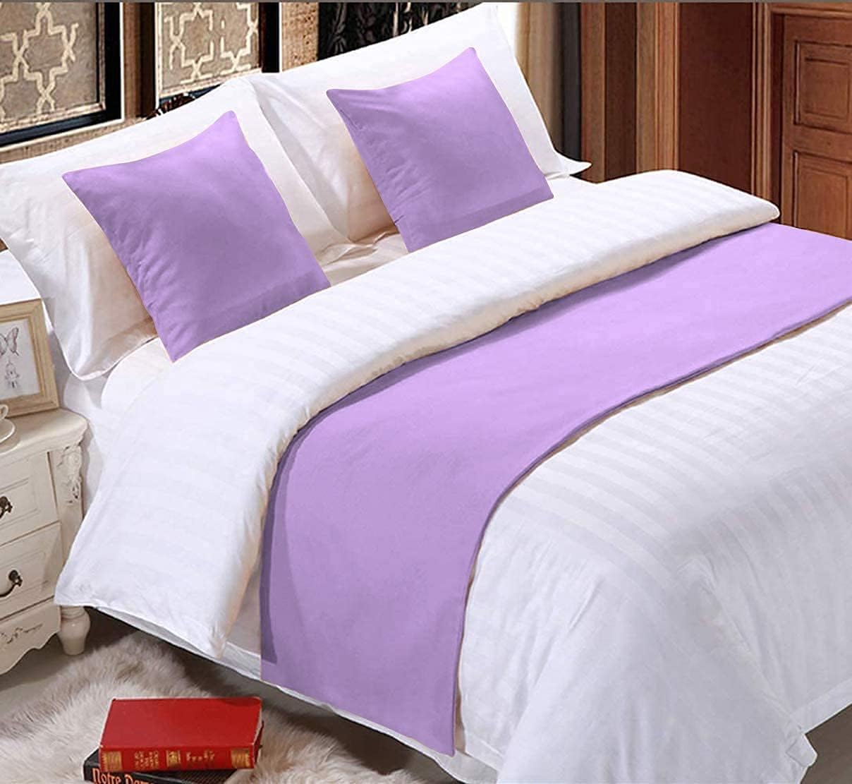 Solid Bed Runner Scarf Decorative Bed Runner Twin (19" X 60"), Lilac