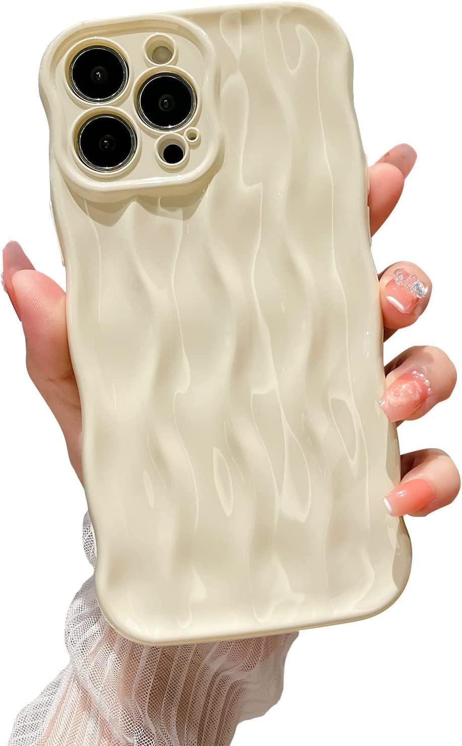 UEEBAI Coque pour iPhone 13 Pro Max 6.7 inch, Curly Wave Frame Forme Antichoc Silicone étui