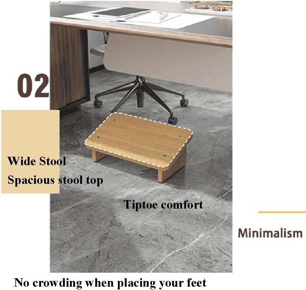 Wooden Under Desk Footrest, Leg Supporter Foot Stool, Under Desk Tilting Footrest, Ergonomic Under Office Footrest, for Office and Home (Color : Wood, Size : 30 * 24 * 14cm)